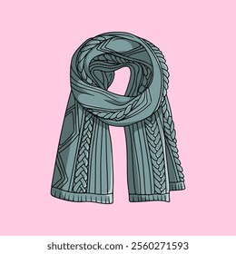 Turquoise knitted scarf for women's fashion