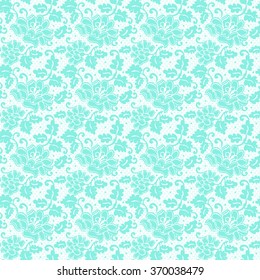 Turquoise lace with floral pattern on a white background