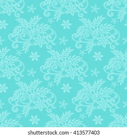 Turquoise lace with floral pattern on a dark turquoise background