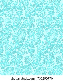 Turquoise lavish seamless vector floral pattern