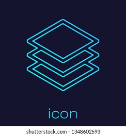 Turquoise Layers line icon isolated on blue background. Vector Illustration