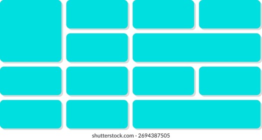 Turquoise layout template modern grid design for website logo presentation mockup, trendy ui geometric tiles pattern Bento grid layouts template