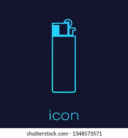 Turquoise Lighter line icon isolated on blue background. Vector Illustration