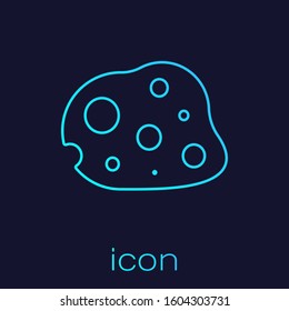 Turquoise line Asteroid icon isolated on blue background.  Vector Illustration