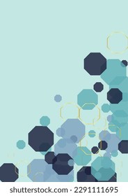 Turquoise Line Background Blue Vector. Cell Future Template. Research Backdrop. Gold Tile Tech. Hexagon Background.