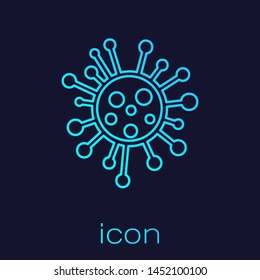 Turquoise line Bacteria icon isolated on blue background. Bacteria and germs, microorganism disease causing, cell cancer, microbe, virus, fungi.  Vector Illustration