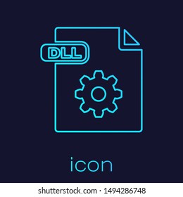 Turquoise line DLL file document. Download dll button icon isolated on blue background. DLL file symbol.  Vector Illustration
