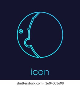 Turquoise line Eclipse of the sun icon isolated on blue background. Total sonar eclipse.  Vector Illustration