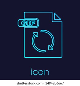 Turquoise line GIF file document. Download gif button icon isolated on blue background. GIF file symbol.  Vector Illustration