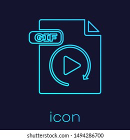 Turquoise line GIF file document. Download gif button icon isolated on blue background. GIF file symbol.  Vector Illustration