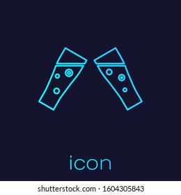 Turquoise line Glass of beer icon isolated on blue background.  Vector Illustration