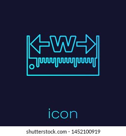 Turquoise line The measuring height and length icon isolated on blue background. Ruler, straightedge, scale symbol.  Vector Illustration