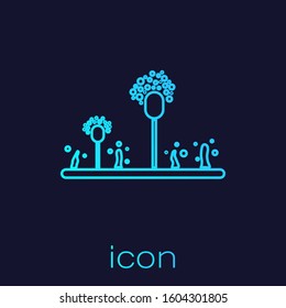 Turquoise line Mold icon isolated on blue background.  Vector Illustration