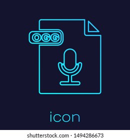 Turquoise line OGG file document. Download ogg button icon isolated on blue background. OGG file symbol.  Vector Illustration