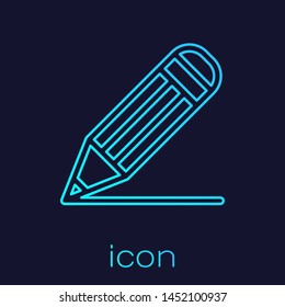 Turquoise line Pencil and line icon isolated on blue background. Education sign. Drawing and educational tools. School office symbol.  Vector Illustration