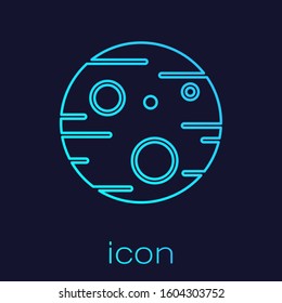 Turquoise line Planet Mars icon isolated on blue background.  Vector Illustration