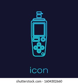 Turquoise line Portable sensor icon isolated on blue background.  Vector Illustration