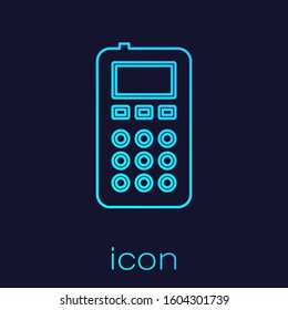 Turquoise line Remote control icon isolated on blue background.  Vector Illustration