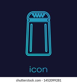 Turquoise line Salt and pepper icon isolated on blue background. Cooking spices.  Vector Illustration