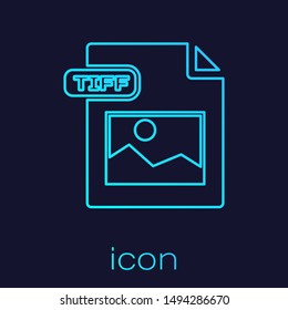 Turquoise line TIFF file document. Download tiff button icon isolated on blue background. TIFF file symbol.  Vector Illustration