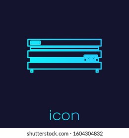 Turquoise line Video game console icon isolated on blue background.  Vector Illustration