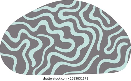 Turquoise lines create a flowing, wavy pattern against a gray background, forming an abstract design that captivates with its organic shapes and modern aesthetic