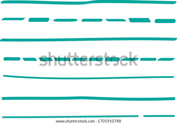 Turquoise lines hand drawn vector set\
isolated on white background. Collection of doodle lines, hand\
drawn template. Turquoise marker and grunge brush stroke lines,\
vector illustration
