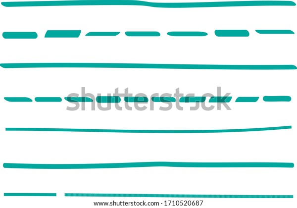Turquoise lines hand drawn vector set\
isolated on white background. Collection of doodle lines, hand\
drawn template. Turquoise marker and grunge brush stroke lines,\
vector illustration