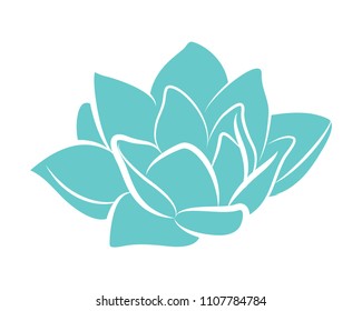 turquoise lotus flower icon vector illustration