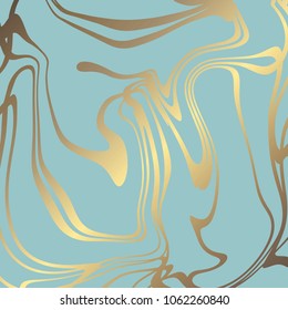 Turquoise marble with gold. Vector decorative background for design of invitations, business cards, cards, covers and other surfaces