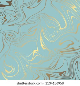 Turquoise marble with gold. Vector decorative background for design of invitations, business cards, cards, covers and other surfaces