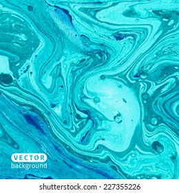 Turquoise marbled surface. Vector creative background.