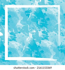 Fondo de marco de color marcadamente turquesa con un marco cuadrado de pintura blanca, ideal para una carta de invitación o aniversario