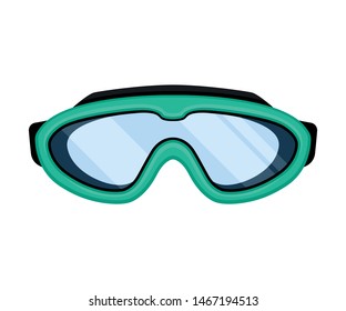 Turquoise mask for swimming. Vector illustration on white background.
