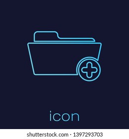 Turquoise Medical health record folder for healthcare line icon isolated on blue background. Patient file icon. Medical history symbol. Vector Illustration