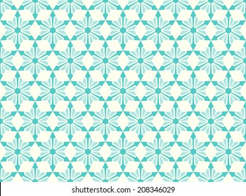 Turquoise modern star and circle and arrow shape seamless pattern. Fashionable flower for graphic or classic smart design