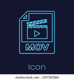 Turquoise MOV file document icon. Download mov button line icon isolated on blue background. MOV file symbol. Audio and video collection. Vector Illustration