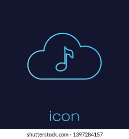 Turquoise Music streaming service line icon isolated on blue background. Sound cloud computing, online media streaming, online song, audio wave. Vector Illustration