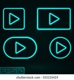 Turquoise Neon Play Button