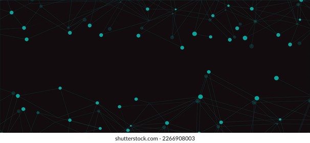 Red turquesa. Conexión abstracta sobre fondo negro. Fondo de tecnología de red con puntos y líneas para escritorio. Fondo del sistema Ai. Concepto abstracto. Fondo de línea, tecnología de red