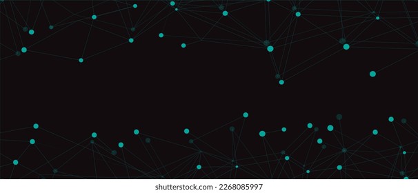 Turquoise network. Abstract connection on black background. Network technology background with dots and lines for desktop. Ai system background. Abstract concept. Line background, network technology