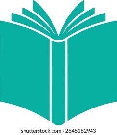 Turquoise open book illustration with white background concept of learning and education