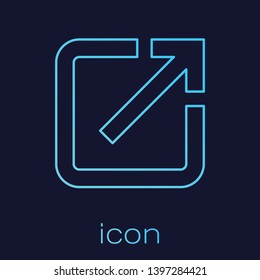 Turquoise Open in new window line icon isolated on blue background. Open another tab button sign. Browser frame symbol. External link sign. Vector Illustration