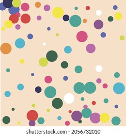 Turquoise Orange Color Circles Purple Background. Pastel Blue Rainbow Yellow Polka dots Print. Multicolor Green Indigo Play White Children Composition. Red Dark Pink Kids Colorful Background.