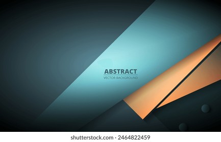 Turquoise and orange modern abstract background design with geometric diagonal shapes. Vector illustration