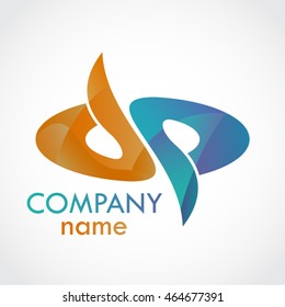 turquoise orange square abstract logo / vector illustration