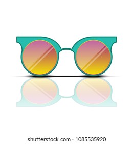 turquoise orange vector sun Glasses isolated on white with reflection