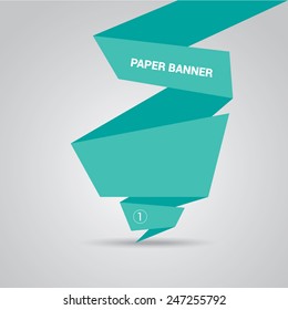 turquoise origami paper speech bubble or web banner .vector illustration