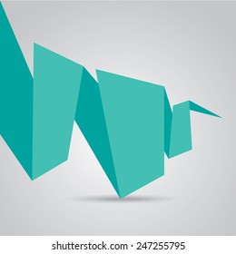 turquoise origami paper speech bubble or web banner .vector illustration