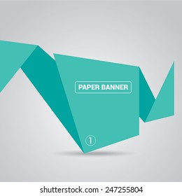 turquoise origami paper speech bubble or web banner .vector illustration